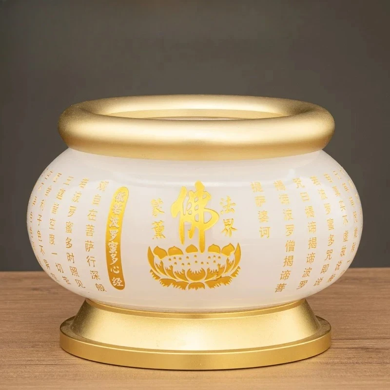 Heart Classic Incense Burner Liuli Lotus Household Incense Burner Indoor Religious Supplies Buddhist Utensils Home Decor