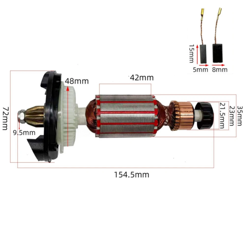 Rotor for For BOSCH 6 100 Angle Grinder with Copper Windings and Carbon Brushes to Support Normal Grinding Duty Requirements