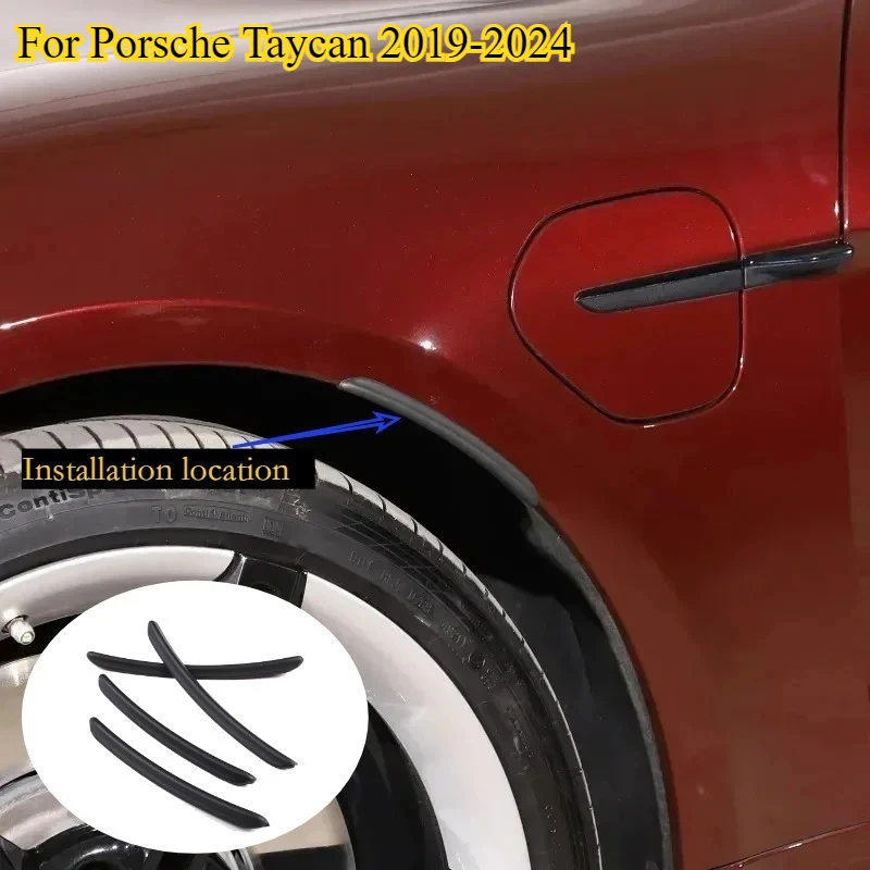 

For Porsche Taycan 2019 2020 2021 2022 ABS Black Car Wheel Wheel Eyebrow Fender Eyebrow Protector Trim Sticker Auto Accessories