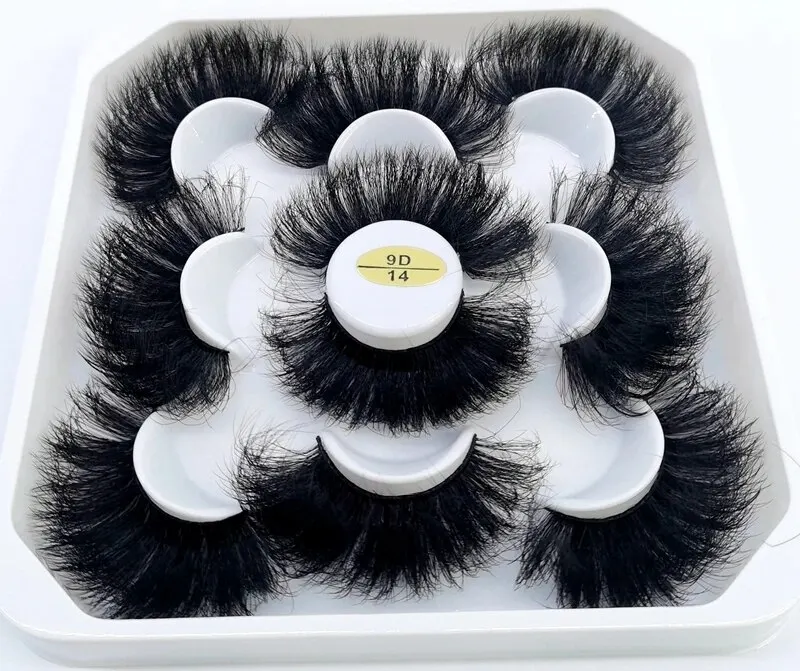 5 Pairs 25mm 3D Mink Eyelashes Bulk Russian Roll Fluffy Natural False Eyelash Dramatic Mink Lashes Makeup Tools Wholesale Lashse