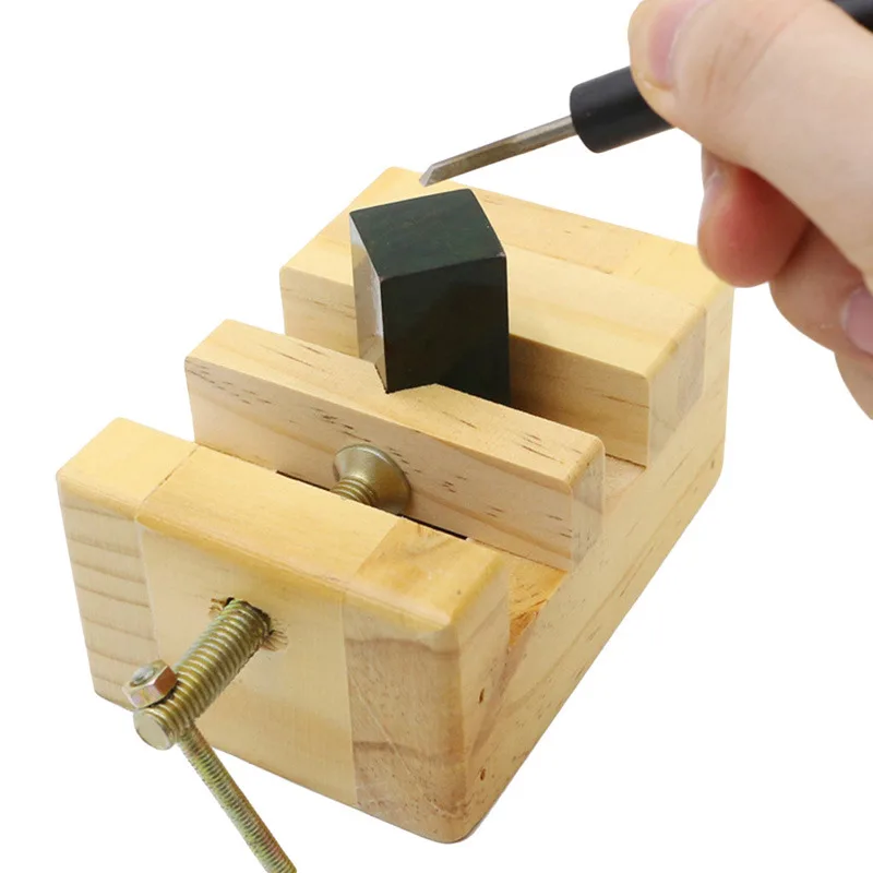 Wooden Flat Engraving Seal Stone Vise Woodworking Carving Engraving Fixing Tools Mini Clamp-on Bench Vise Flat Tongs