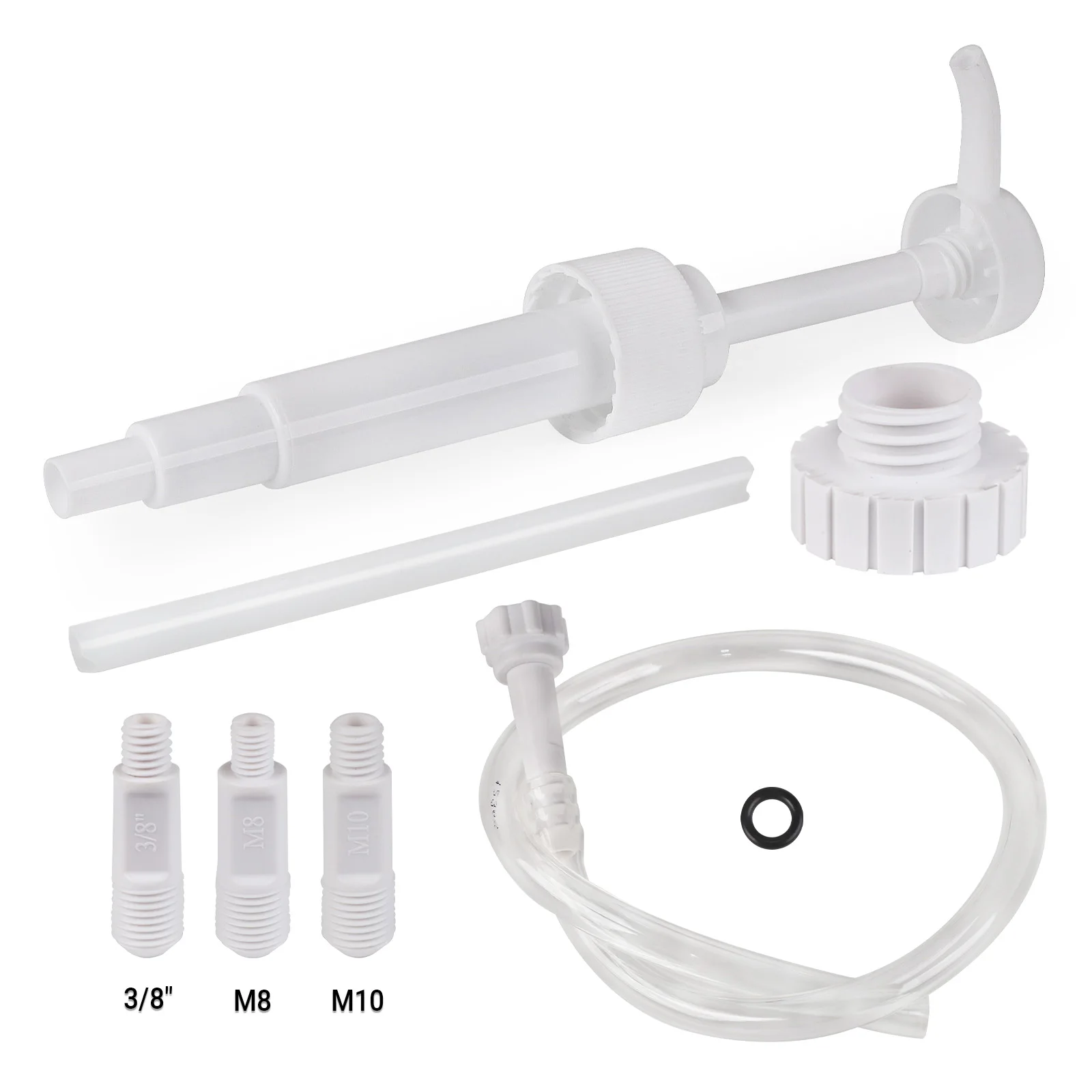 

Gear Oil Pump with 3/8" 8mm 10mm Engine Adapters and 28mm Quart & 38mm Gallon Bottle Cap Fit Most Marine Outboard & Sterndrives