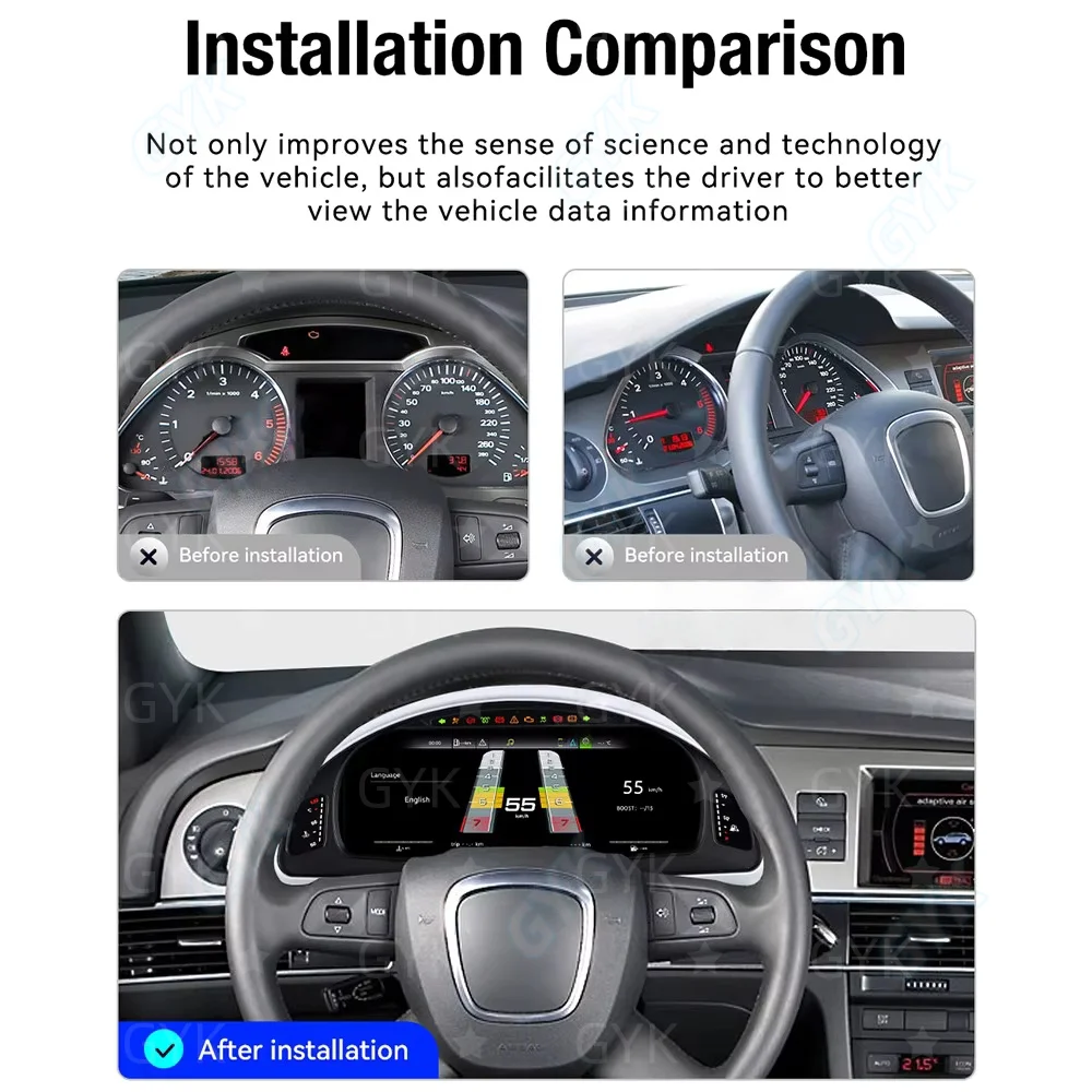 Car LCD Dashboard For Audi A6 2005-2011 Digital Cluster Instrument Panel Cockpit Multifunctional Speedometer Odometer Gauge