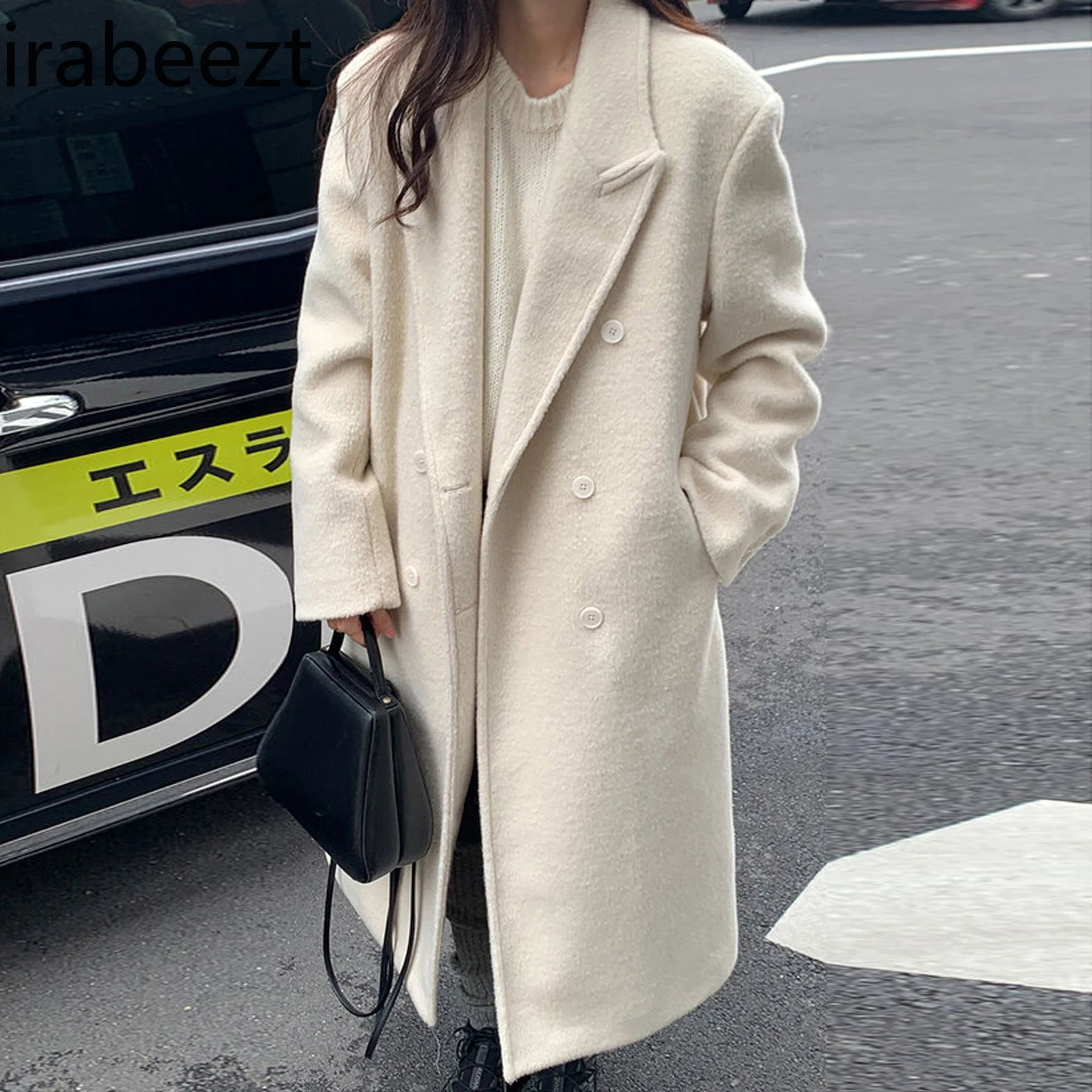 Korean Retro Temperament Winter Atmosphere Coat Simple Suit Collar Single-breasted Warm Пальто Женское Jackets for Women