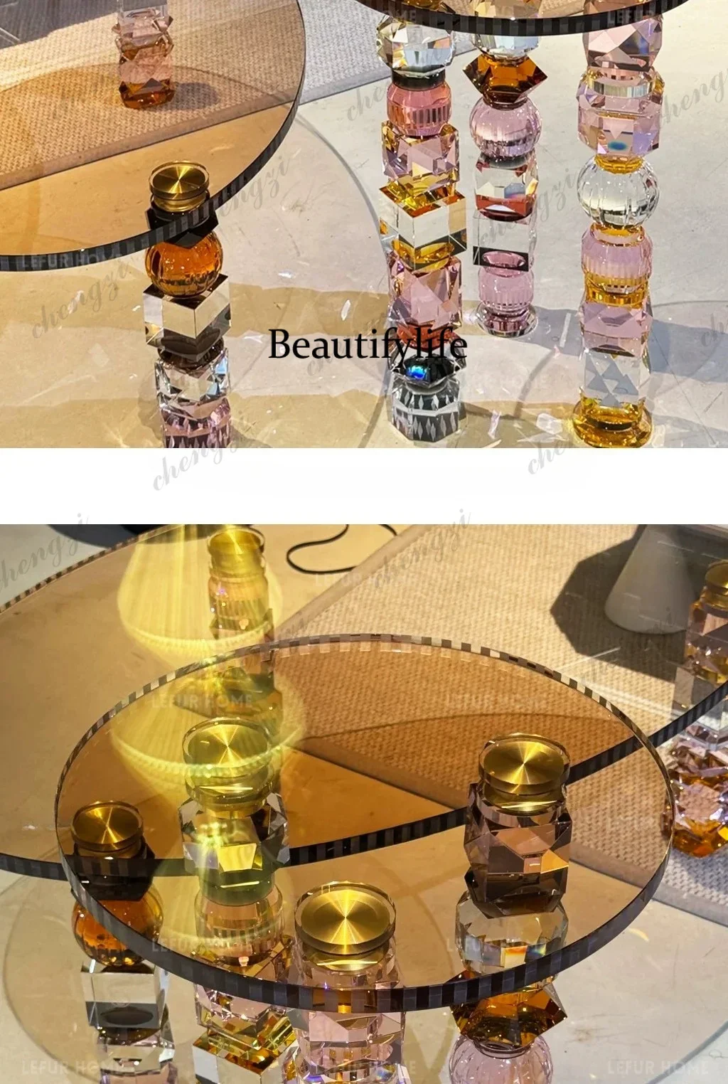 Asmt114Italian glass coffee table light luxury high sense, sofa side table, living room home coffee table