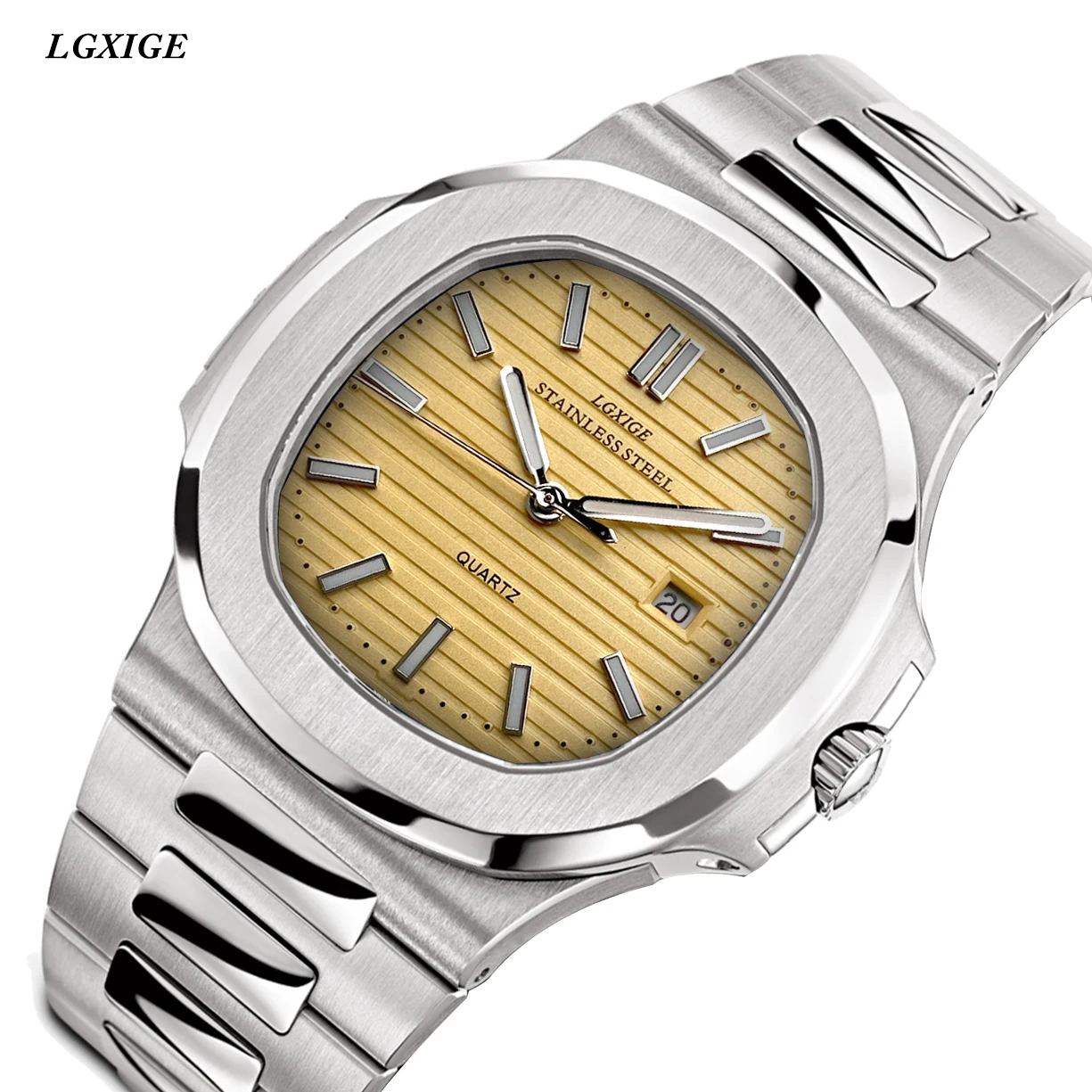 LGXIGE TOP Luxury Brand Japan Quartz Watches Men Stainless Steel Military Watch Causal Fashion Business Clock Male Wristwatch