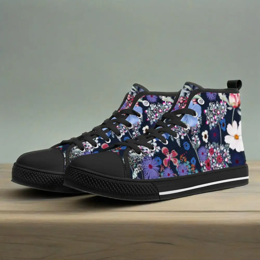 

Customized bohemian print high-top canvas shoes flat sneakers for men and women lightweight casual shoes
