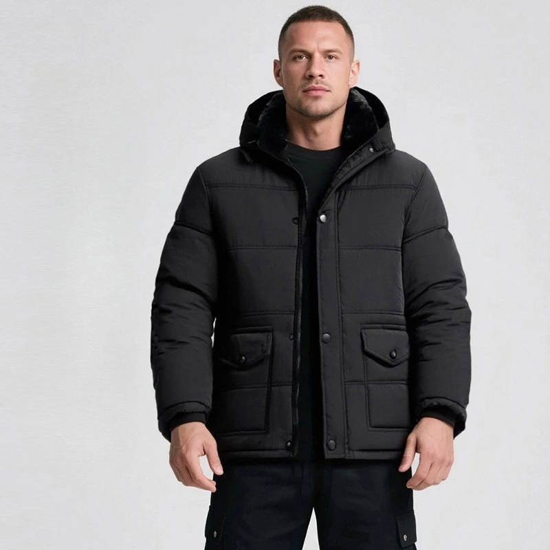 Winter Männer Warme Mit Kapuze Parkas Outdoor Winddicht Casual Männlichen Mantel Hohe Qualität Männer Schwarz Baumwolle Jacke mit Kapuze Verdickt