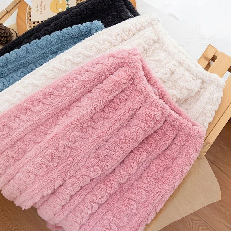 Women Sleep Bottoms Pants Solid 2025 Winter Thick Pajama Trousers Soft Warm Flannel Sleepwear Female Casual Homewear Autumn