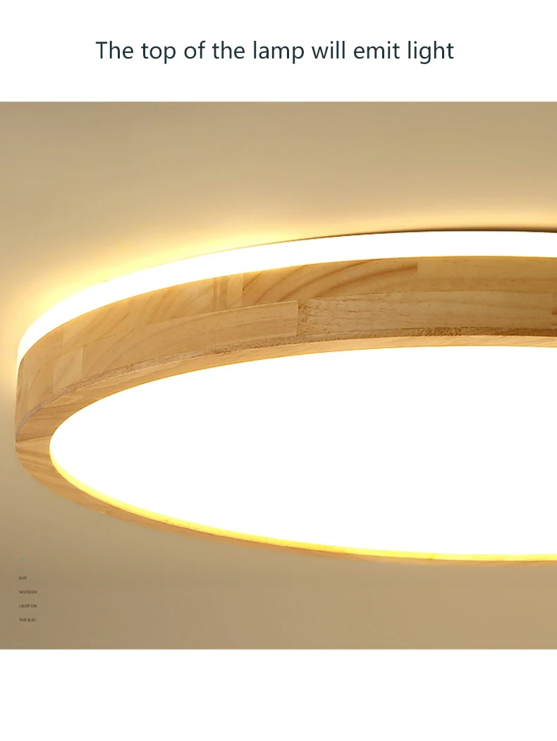 Deckenleuchte im nordischen Holzstil für Schlafzimmer, Wohnzimmer, Küche, Arbeitszimmer, Innenbeleuchtung, quadratischer Ring, intelligenter Kronleuchter