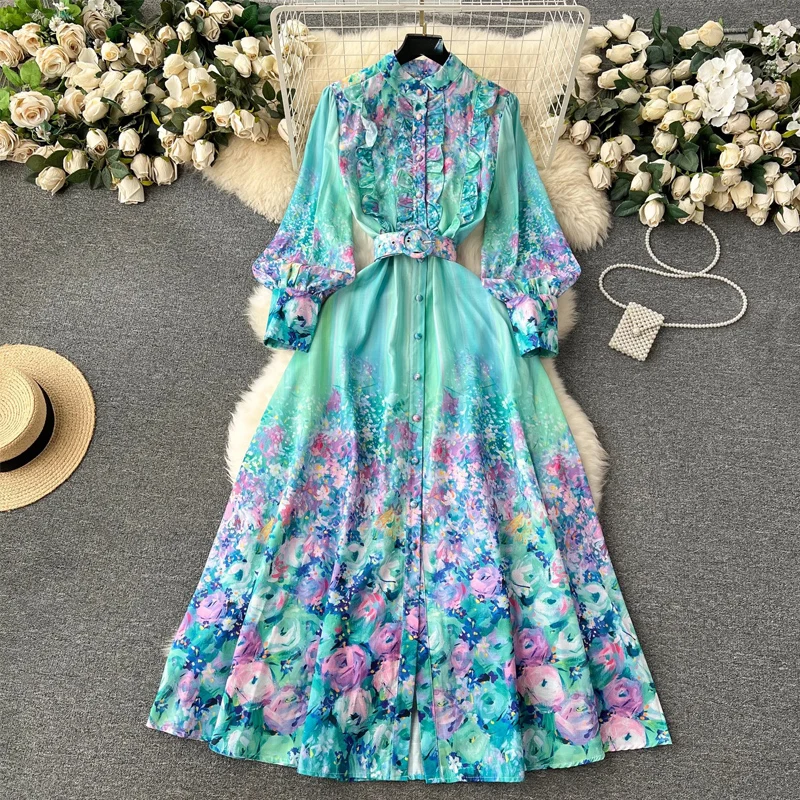 

Vintage Romantic Printed Chiffon Dress