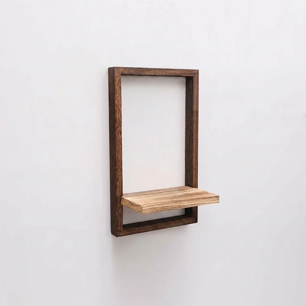 

Creative Wooden Wall Plant Shelf Strong Load-bearing Rustic Style Indoor Plant Stand Vintage Square Floating Shelves Kitchen