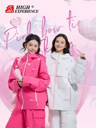 HIGH EXPERIENCE Ski Clothes Women's Single Board Double Board Cute Sweet Windproof Waterproof Ski Clothes Jacket Wear resistant