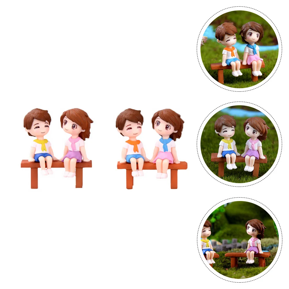 

2Sets Couple Ornament Lovely Couple Decor for Home Wedding Car Desktop Adornment Romantic Gift Valentines Anniversary