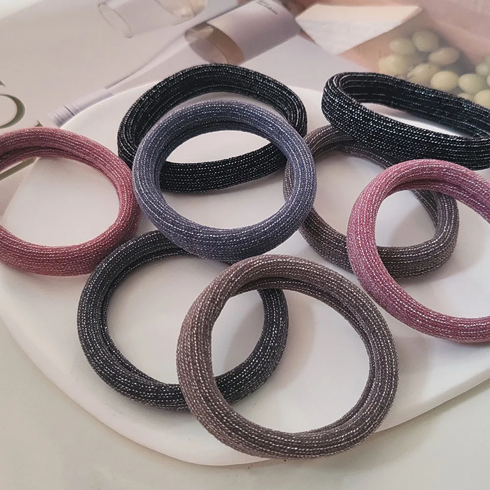 6 Stück modische europäische und amerikanische elastische Haarbänder für Frauen und Mädchen, Haargummis, Ringe, Seil für Haar-Accessoires, Pferdeschwanz-Halter – Detail 5