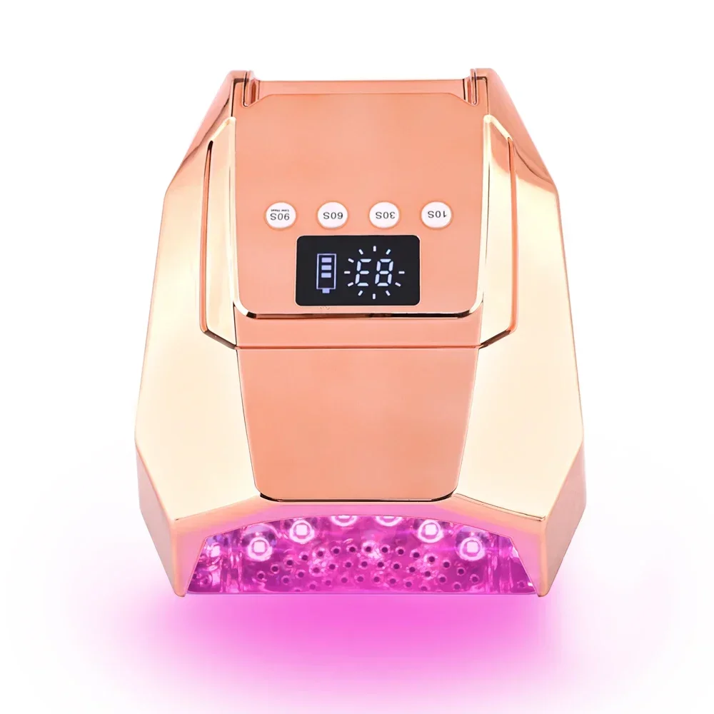 98W Professional TWIN Light ทนทานไร้สาย Pro กระจกตกแต่งภายในความร้อนต่ํารุ่นเครื่องเป่าเจลแบบชาร์จไฟได้ UV LED โคมไฟเล็บ
