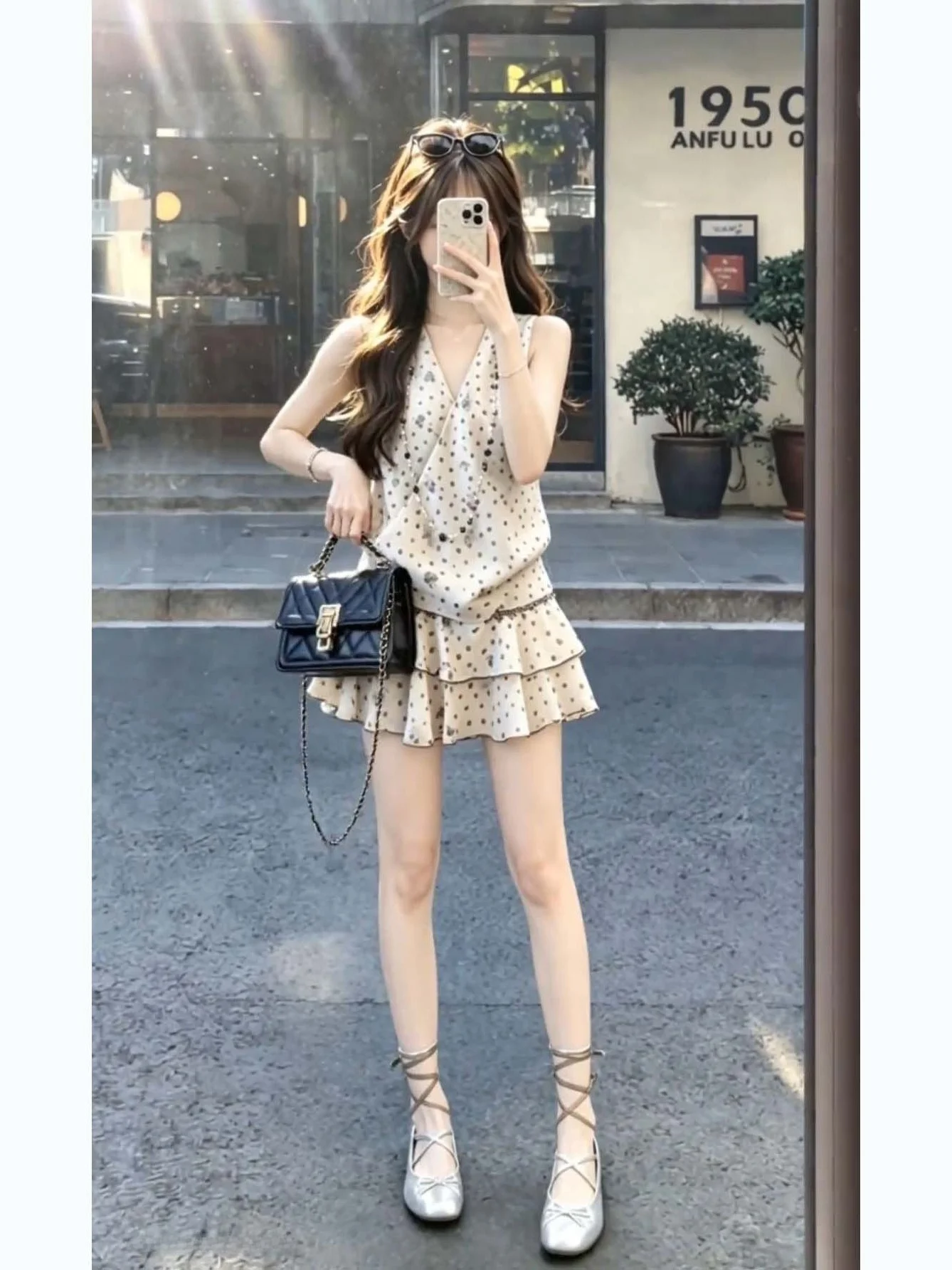 

High Waist Slimming Half Skirt Set V-Neck Top plus Size Women's Fashion Korean Style Two-Piece Suit Casual Summer Wear
