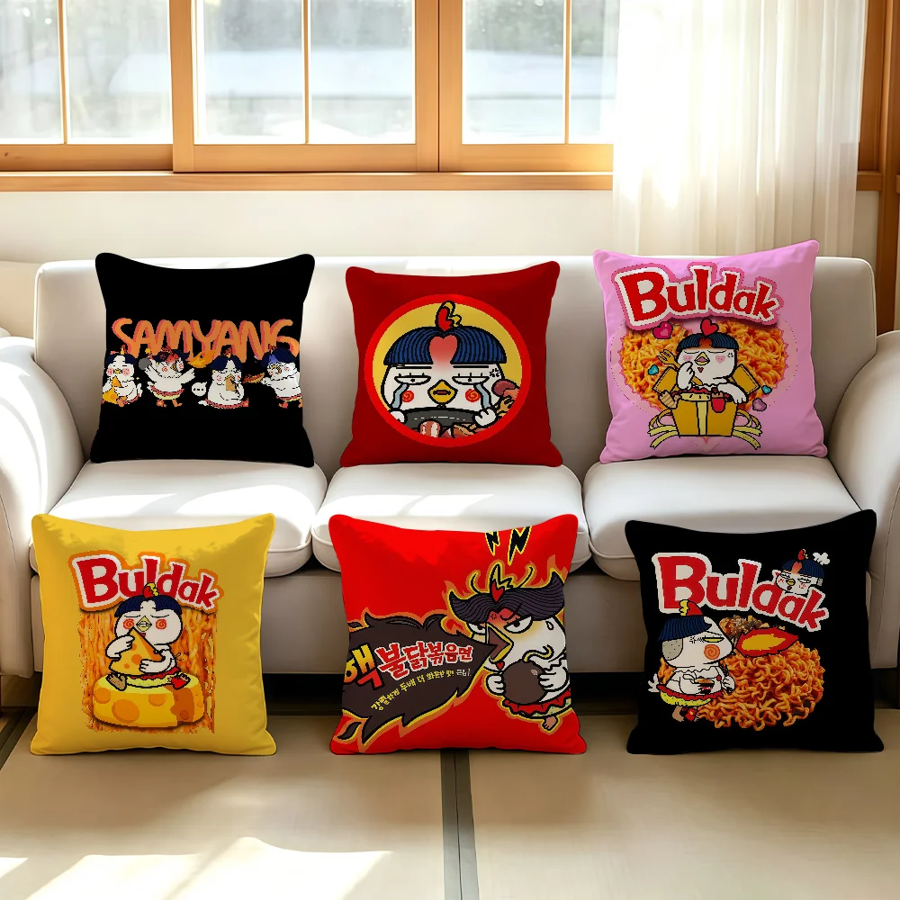 Food print B-Buldak Ramen cushion cover Comfortable Decorative For Bedroom Living room Dormitory Picnic and Holiday Decoration