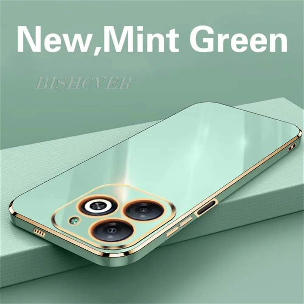 Luxury Square Plating Phone Case For Infinix Hot 40i 6.56\