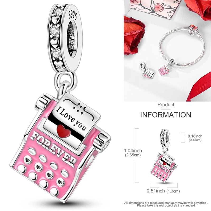 925 Sterling Silber Liebesherz-Charm-Perlen Paar Romantisch Passend für Original-Armband Valentinstag Jahrestag DIY Damenschmuck – Detail 23