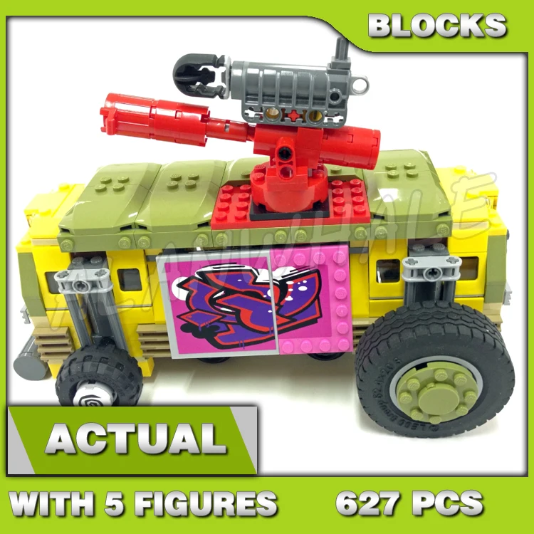 

627pcs Shinobi Turtle Shellraiser Street Chase Pizza Delivery Van Rising Wheel 10211 Building Block toys Compatible With Model