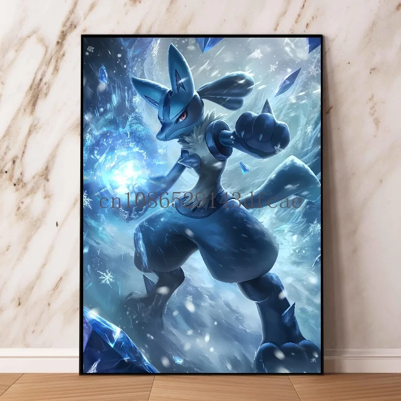 Pokemon Classic HD Canvas Painting Anime Figures Lucario Poster