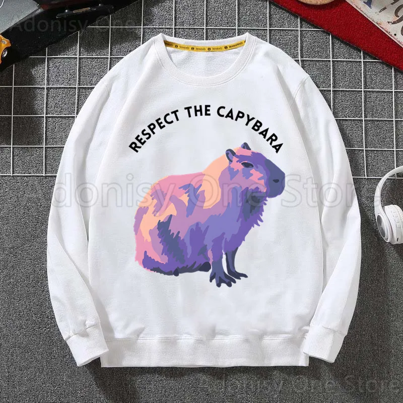 Kawaii Capybara Men Hoodie Autumn Hip Hop Streetwear Men Pullover Sweatshirts Hoodies Mens White Color Hoodie Male