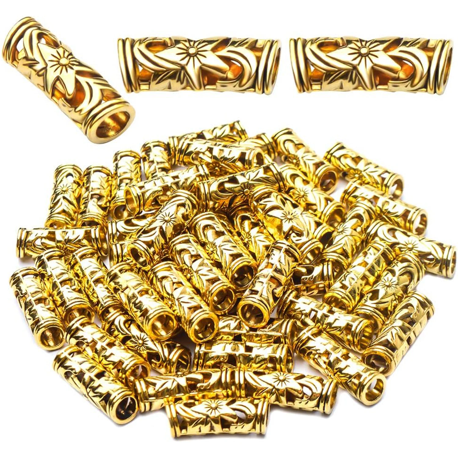 

Bail Beads, 50pcs Curved Tube Spacer Beads - Antique Alloy, Golden, 22 x 8 mm, Hole: 5mm