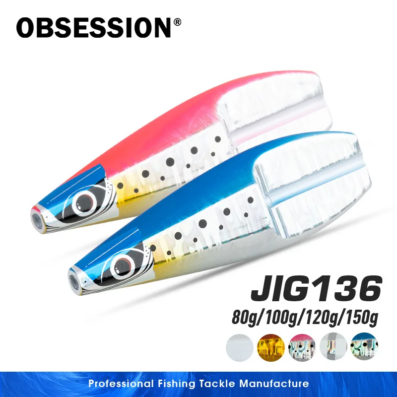 OBSESSION J136 Rock Hopper Inchiku Slider Jig Lure 60g-200g Saltwater Luminous Fishing Metal Inchiku Jigging Lure With Hook