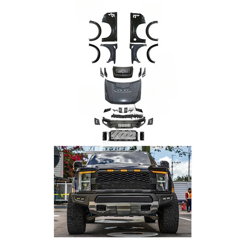 High Quality Facelift Body Kit Bumpers For Ranger T6 T7 T8 Upgrade To F150 Raptor Offroad Mod Parts