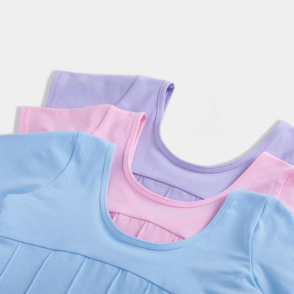 어린이 소녀 발레 레오타드 튜튜 스커트 2피스 세트 짧은/긴 소매 발레리나 댄스 트레이닝 워크아웃 공연 의상