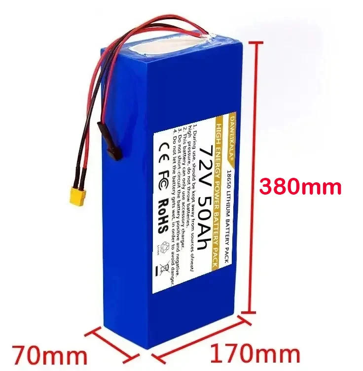 2024 72V 50-20Ah 18650 Lithium Battery Pack High Quality Battery Pack 3000W High Power Battery+Free  84V 3A Charger BMS DIY Make