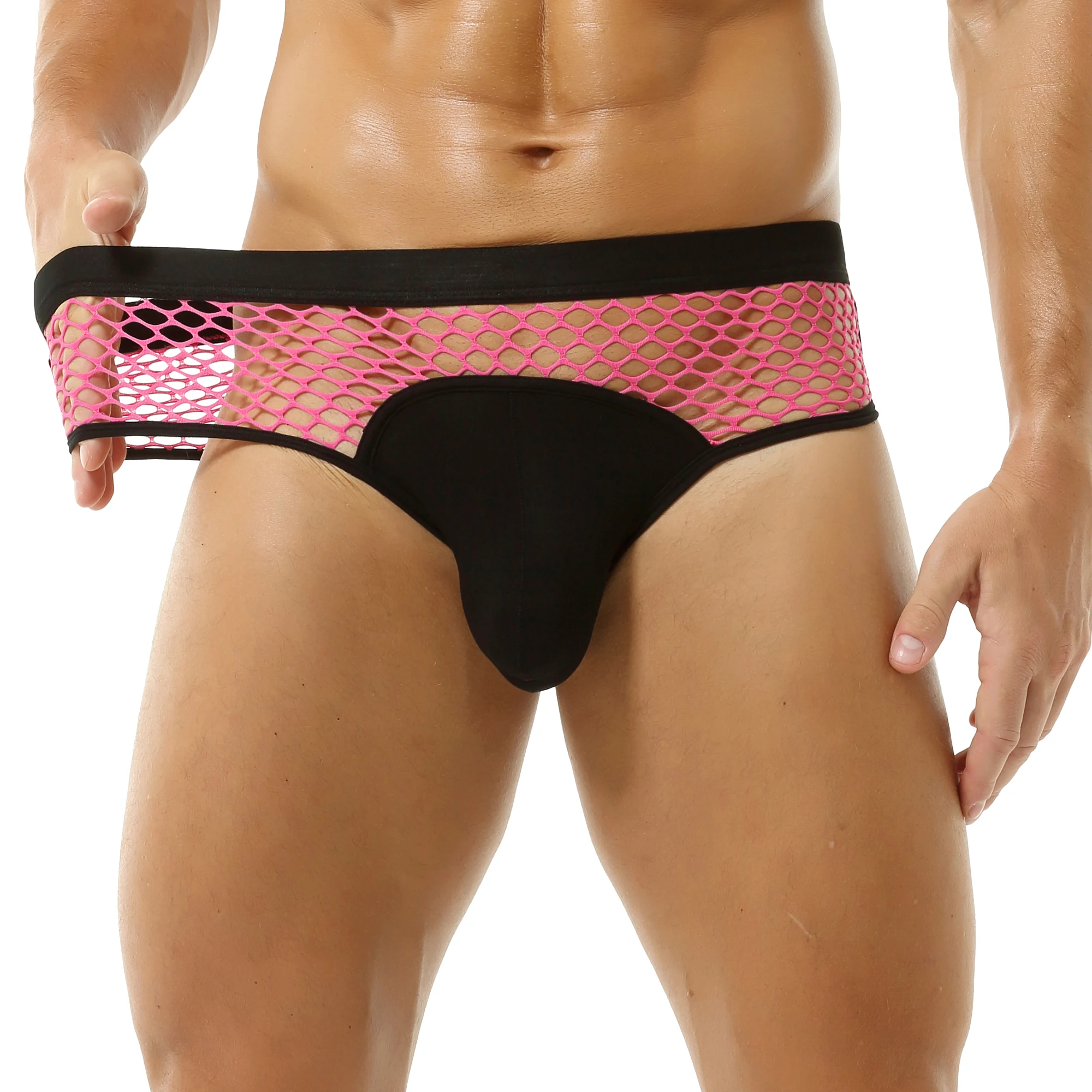 

Men Mesh Hollow Out Boxer Shorts Fishnet Breathable Bulge Pouch Mini Trunks Stretchy Sexy Transparent Panties Low Rise Underwear