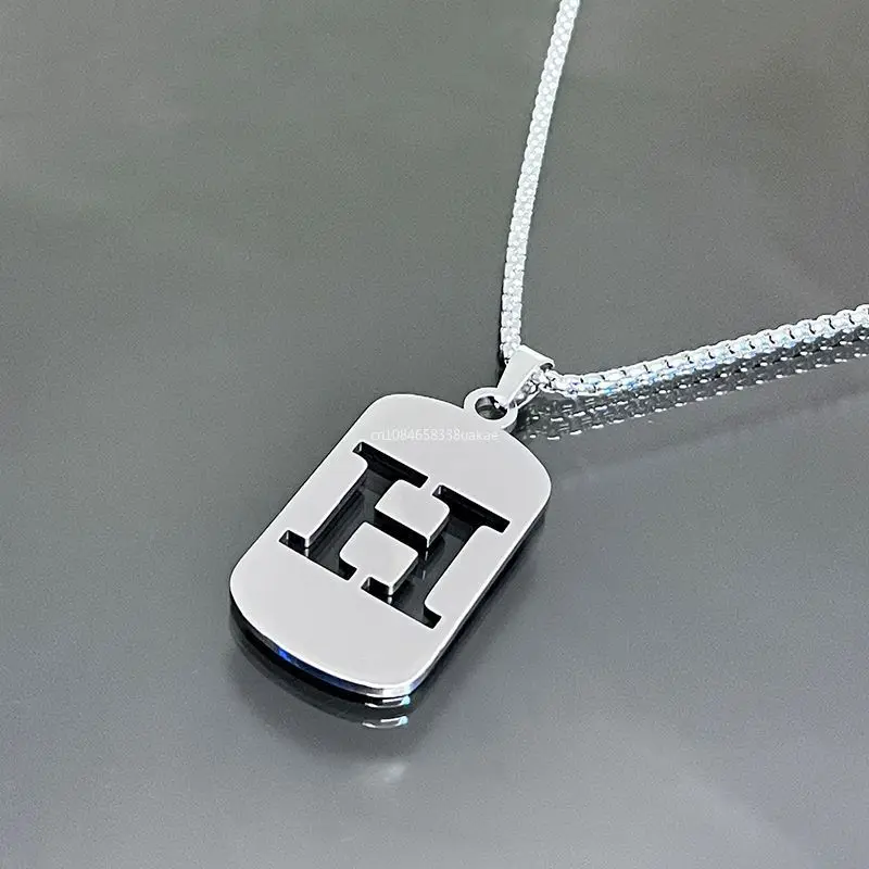 Fashion Punk A-Z Initial Tag Letter Stainless Steel Pendant Necklaces for Men Women Wholesale Jewelry Lot Collar Jewelry Goth