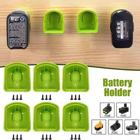 Wall Mount Battery Storage Rack Fixed Bracket for RYOBI 18V One+ Ni-cd Li-ion Battery P107 P108 Lithium Battery Holder