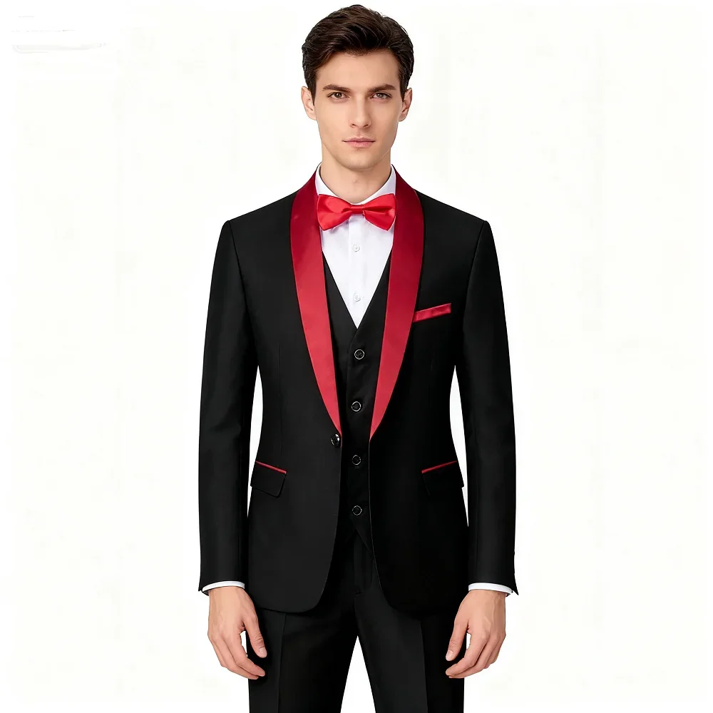 

Solid Color Men's Formal Business Office Suit M-6XL Jacket Vest Pants Tuxedo Waistcoat Trousers For Wedding Dress Party Blazer