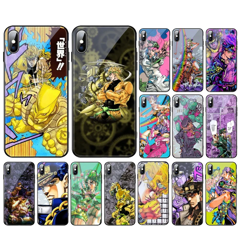 

JoJo's Bizarre Adventure Glass phone case For iphone 15 14 13 Pro Max 12 11 Pro Max XS Mobile Phone Case Funda