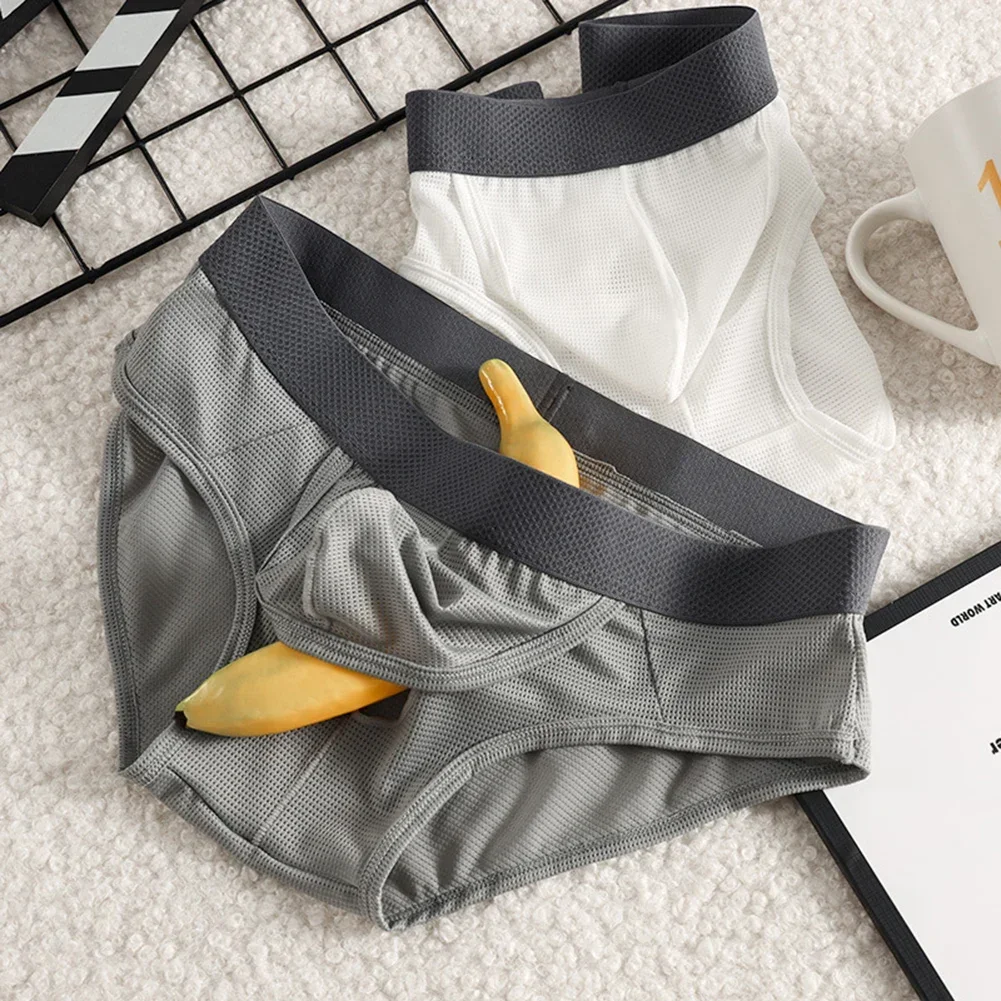 

Open Pouch Men's Underwear Breathable Underwear Breathable Lingerie M White Ice Silk Briefs 95 Polyamide Comfortable Fit