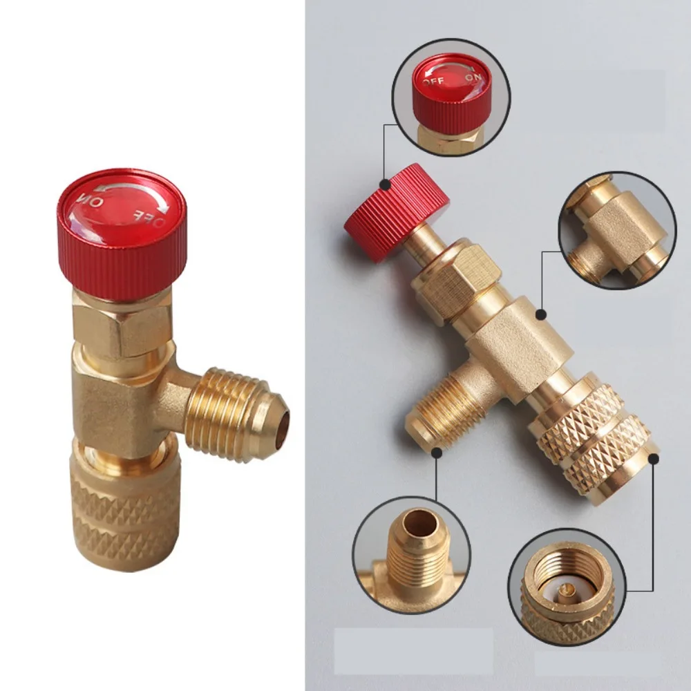 1/2/4PCS Air Conditioning Refrigerant Safety Valve R410A R22 1/4" Refrigeration Charging Safety Liquid Adapter Hand Tool Parts