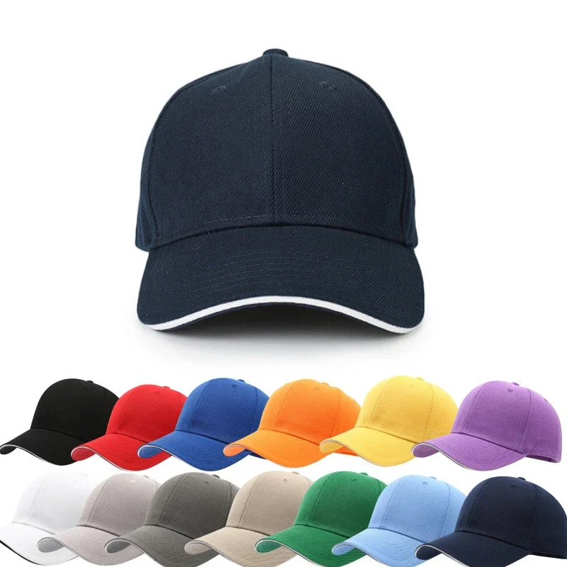 1 unisex all season fashionable Sandwich sandwich 3-layer fabric solid color baseball cap