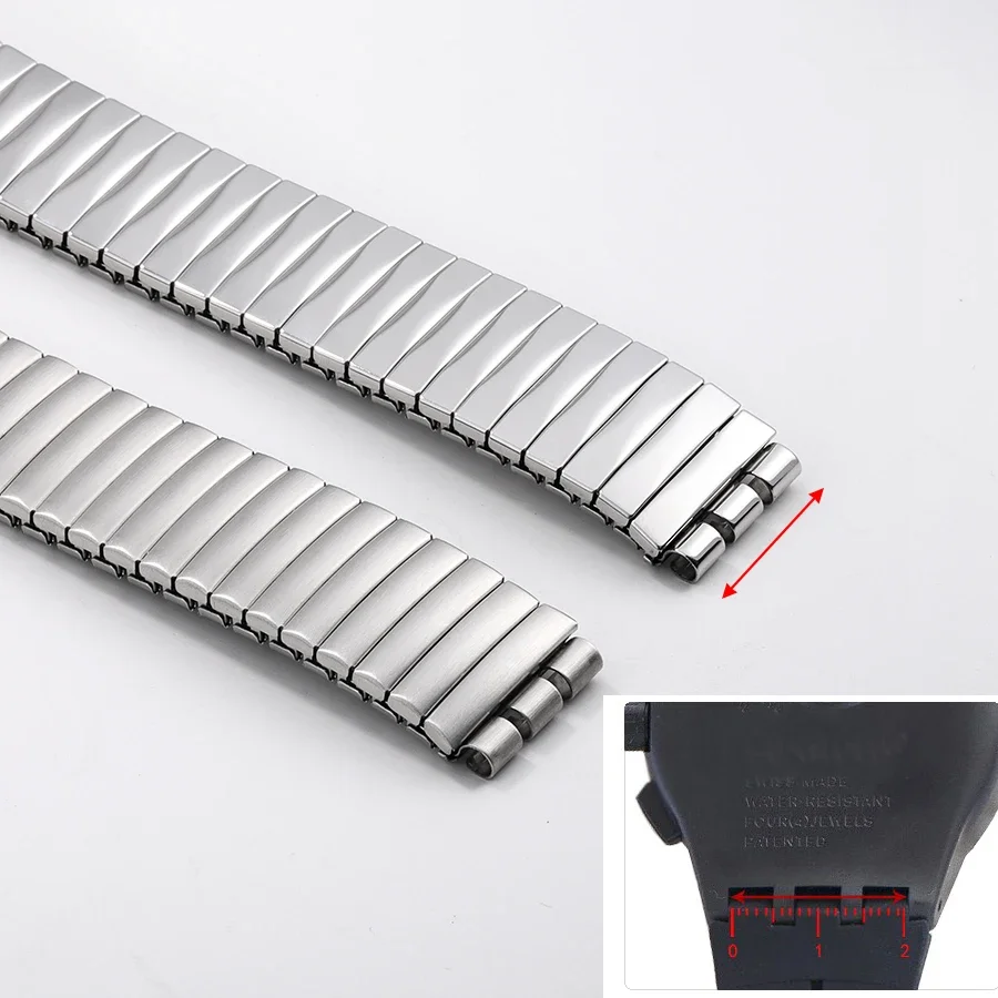 حزام ساعة معدني مرن لساعة سواتش تمتد التوسع الفولاذ المقاوم للصدأ حزام الرجال النساء معصمه اكسسوارات 17 مللي متر 20 مللي متر العصابات