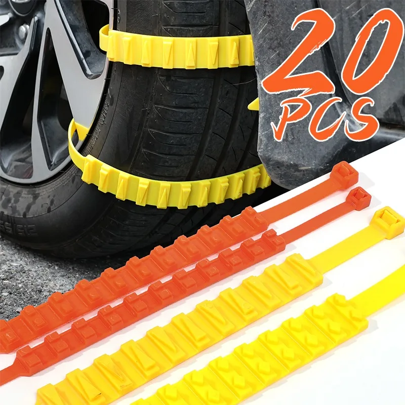 20PCS Car Anti-skid Chain Tie Universal Nylon Tyre Cable Ties Winter Auto Outdoor Snow Tire Tyre Car Chain Emergency Accessories