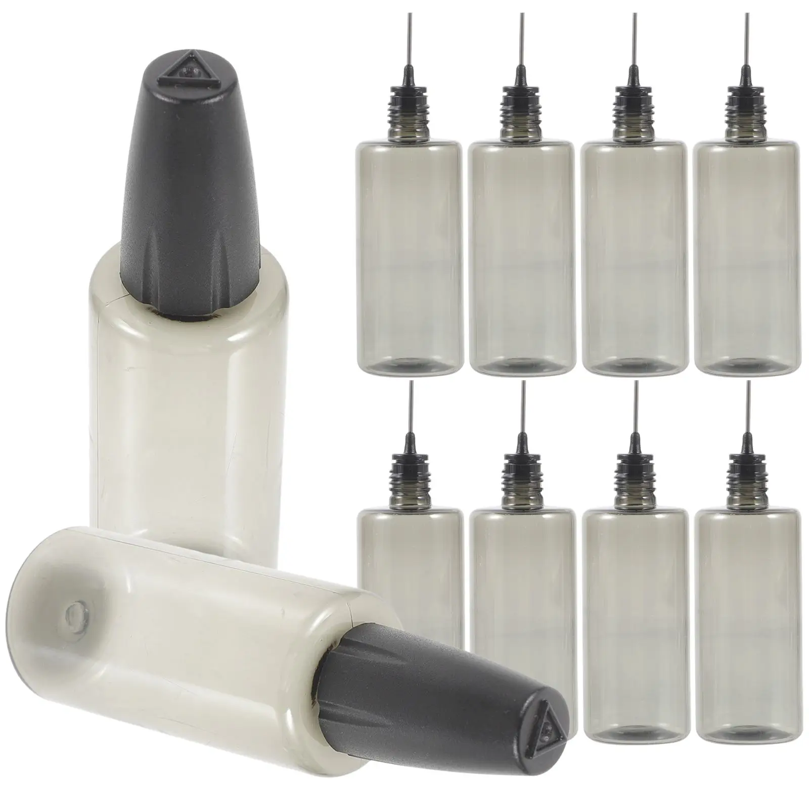 

10 Pcs Needle Tip Glue Bottles Squeeze Fine Precision Applicator Black Plastic Craft Toys Sewing Oil Lubrication Tools Household