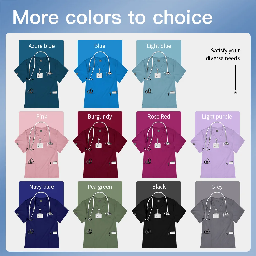 Verpleegkundige Scrub T-shirt Medisch Uniform Apotheker Werkkleding Vrouwen Mannen Verpleging Tandarts Tops Klassieke V-hals Scrub Tops Chirurgische Blouse