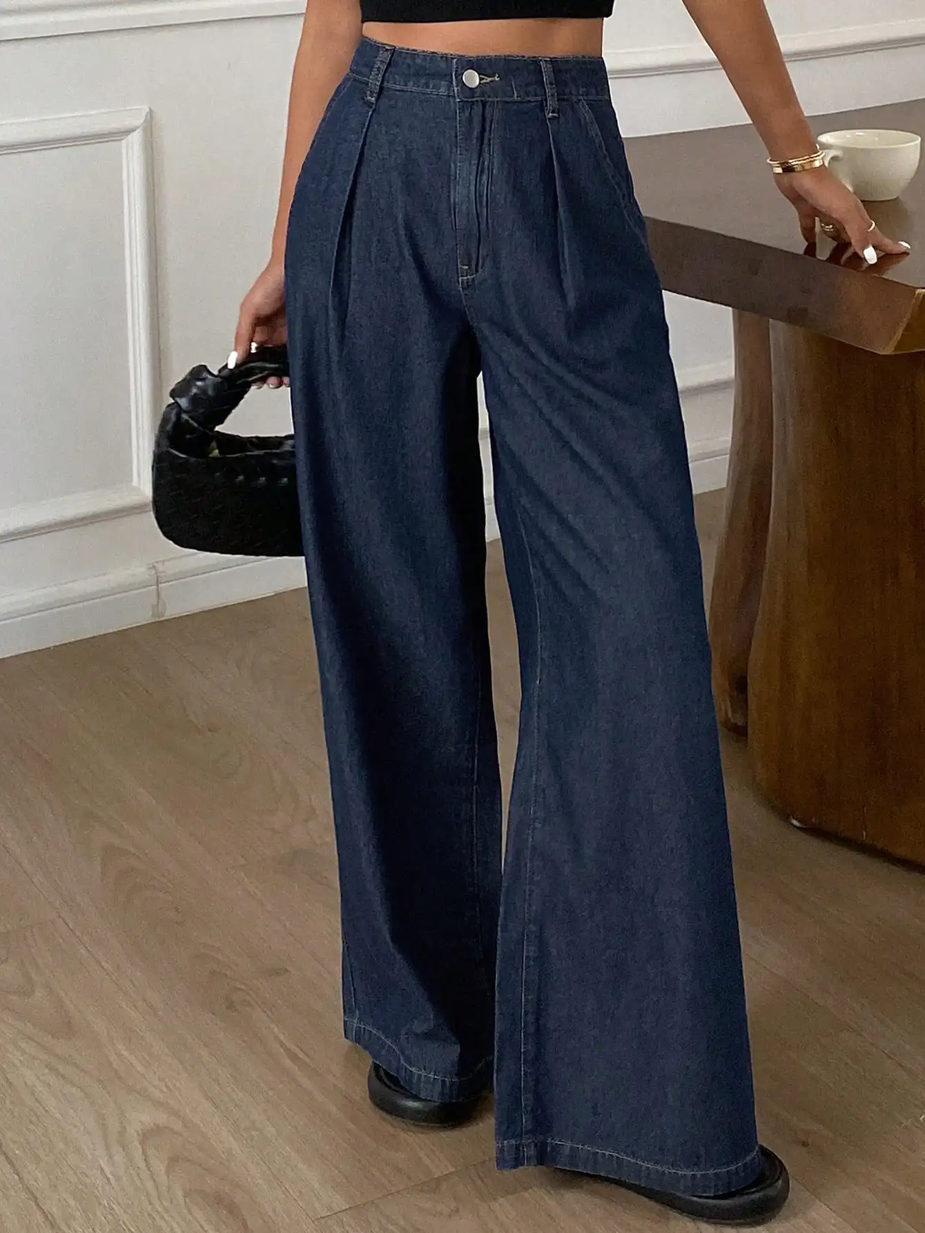 

Женские джинсы с высокой талией, свободного кроя, широкие штанины, для повседневной летней носки