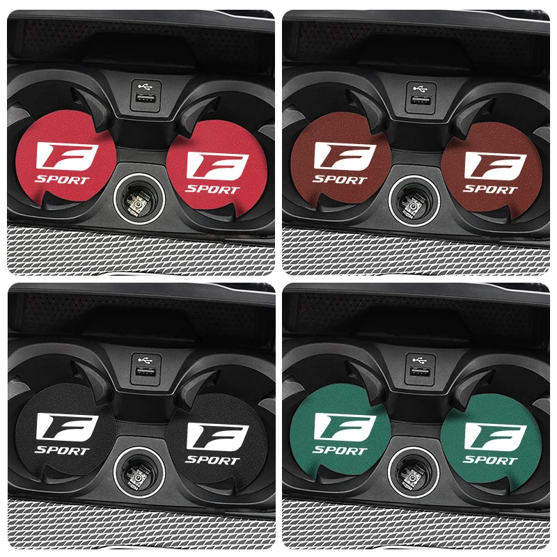 2 قطعة سيارة الجلد المدبوغ كوستر المضادة للانزلاق كأس الماء وسادة اكسسوارات لكزس F SPORT LBX NX RX 350h 450h ES UX 300e GS GX IS LS LX CT LC