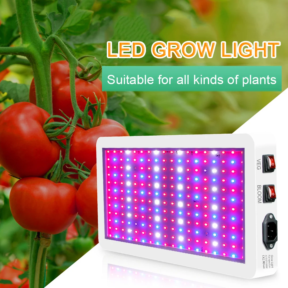 1000W LED Grow Light for Indoor Plants 216 LEDs Full Spectrum Veg and Bloom Dual Switch IP65 Waterproof Plant Growing Lamps