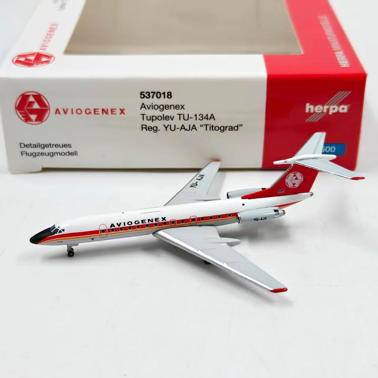 Diecast Herpa 1:500 Scale TU134A 537018 Alloy Aircraft Model