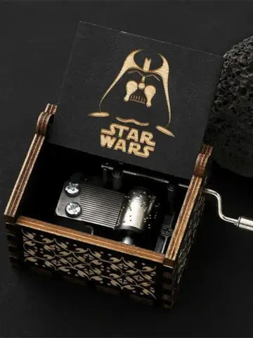 Stars Wars Anime Theme Wooden Hand-cranked Octave Creative Music Box Couple Wedding Friend Birthday Xmas Decora Gifts