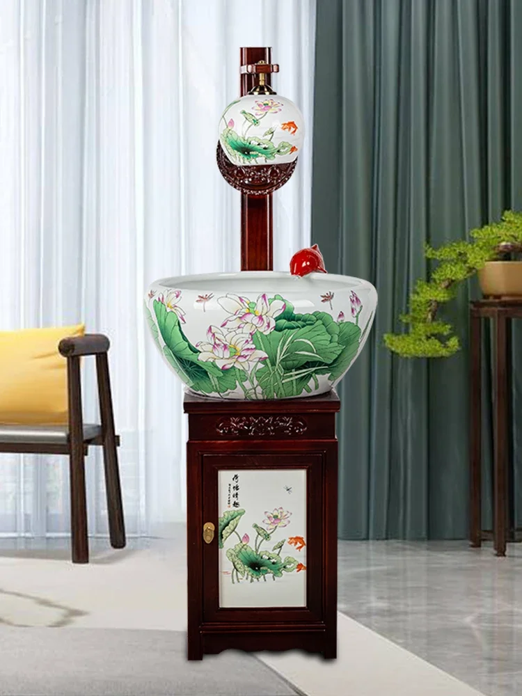 

Ceramic Running Water Large Household Floor Cabinet Living Room Has More than Fish Globe Every Year